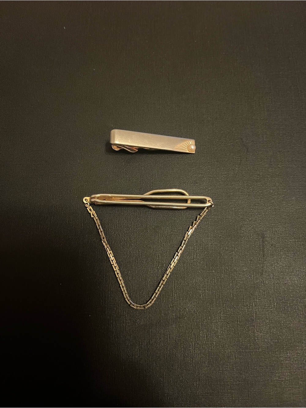 vintage swank gold pearl tie bar clip